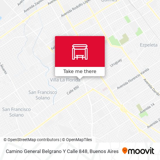 Mapa de Camino General Belgrano Y Calle 848