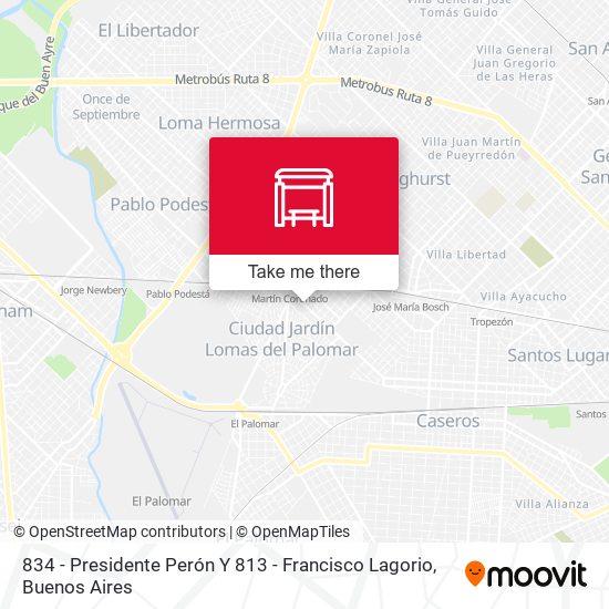 834 - Presidente Perón Y 813 - Francisco Lagorio map
