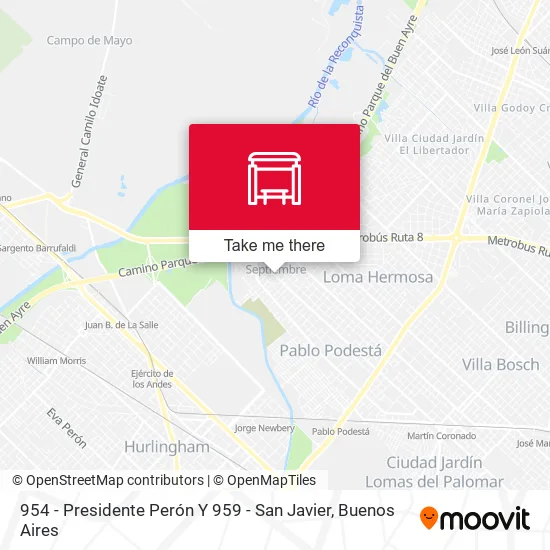 954 - Presidente Perón Y 959 - San Javier map