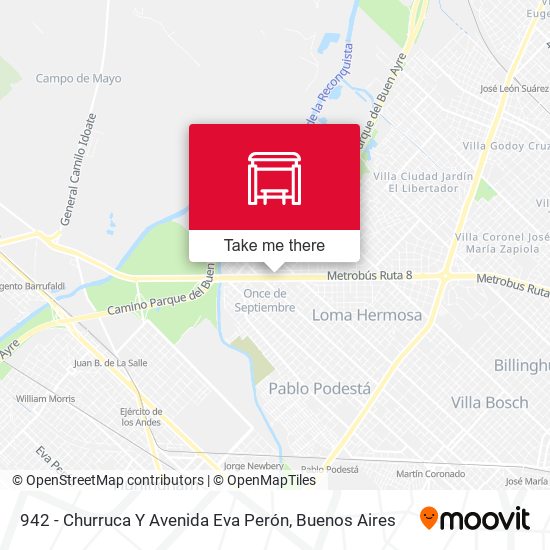 Mapa de 942 - Churruca Y Avenida Eva Perón