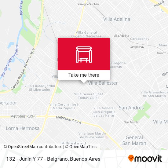 132 - Junín Y 77 - Belgrano map