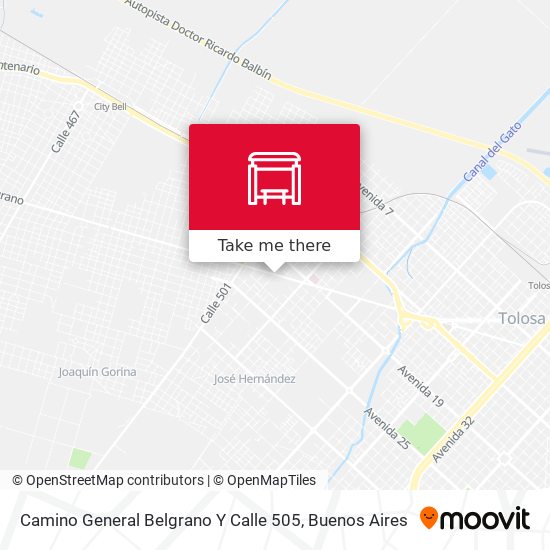 Camino General Belgrano Y Calle 505 map