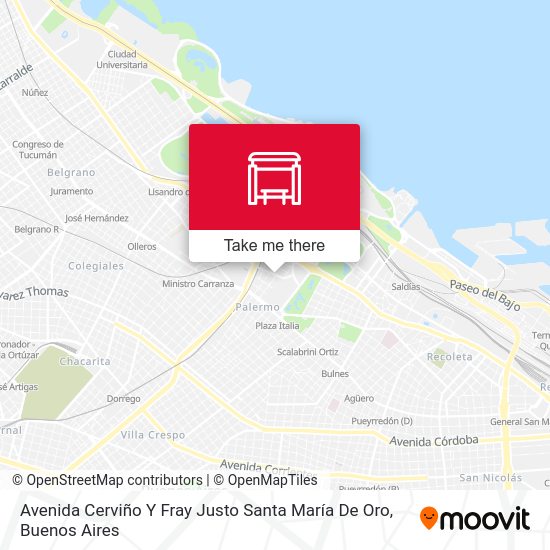 Avenida Cerviño Y Fray Justo Santa María De Oro map
