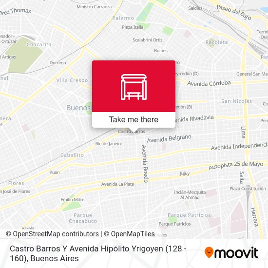Mapa de Castro Barros Y Avenida Hipólito Yrigoyen (128 - 160)