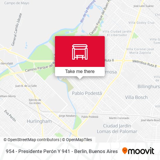 954 - Presidente Perón Y 941 - Berlín map