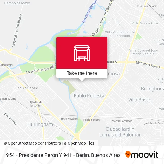 954 - Presidente Perón Y 941 - Berlín map