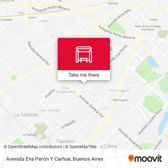 Mapa de Avenida Eva Perón Y Carhué