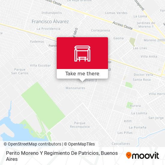 Perito Moreno Y Regimiento De Patricios map