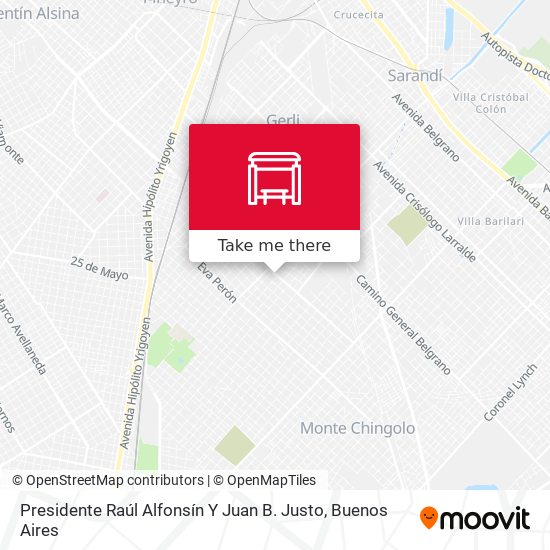 Mapa de Presidente Raúl Alfonsín Y Juan B. Justo