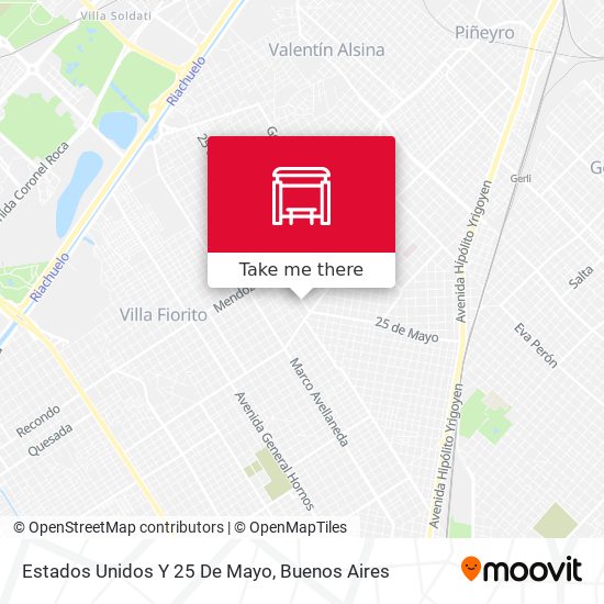 Estados Unidos Y 25 De Mayo map
