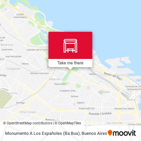 Monumento A Los Españoles (Ba Bus) map