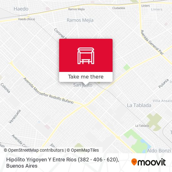 Hipólito Yrigoyen Y Entre Ríos (382 - 406 - 620) map