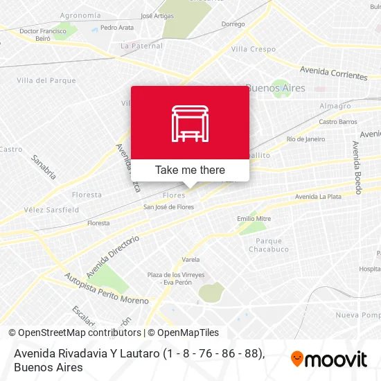 Avenida Rivadavia Y Lautaro (1 - 8 - 76 - 86 - 88) map
