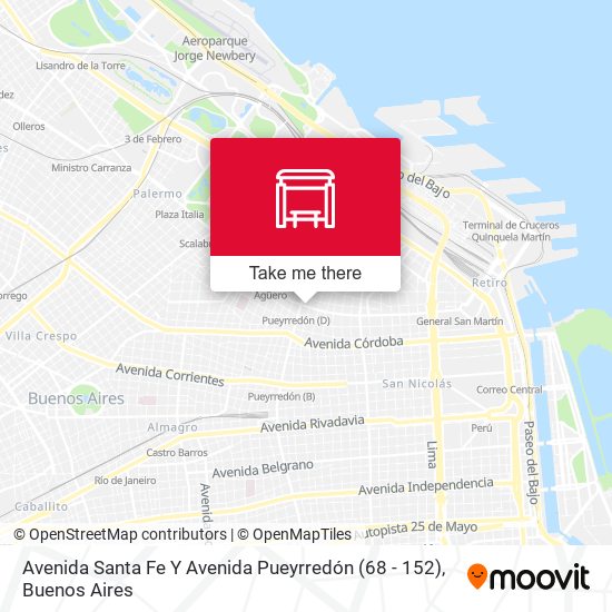 Avenida Santa Fe Y Avenida Pueyrredón (68 - 152) map