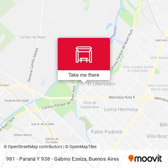 981 - Paraná Y 938 - Gabino Ezeiza map