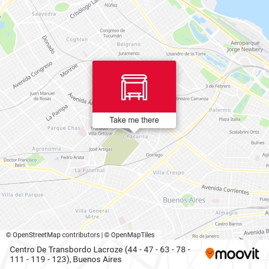 Mapa de Centro De Transbordo Lacroze (44 - 47 - 63 - 78 - 111 - 119 - 123)