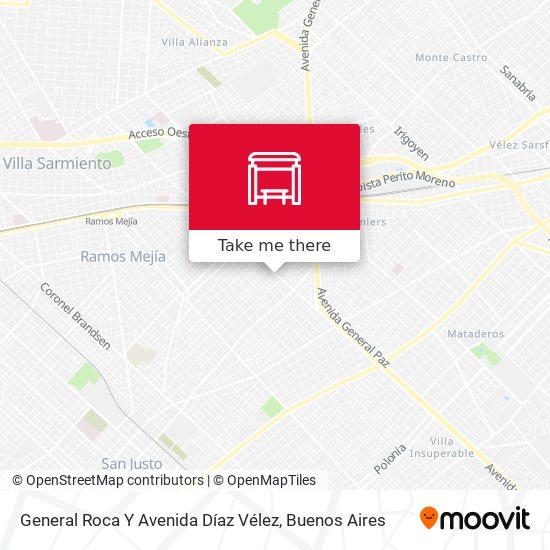 General Roca Y Avenida Díaz Vélez map
