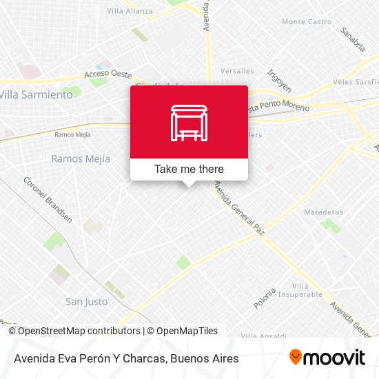 Avenida Eva Perón Y Charcas map