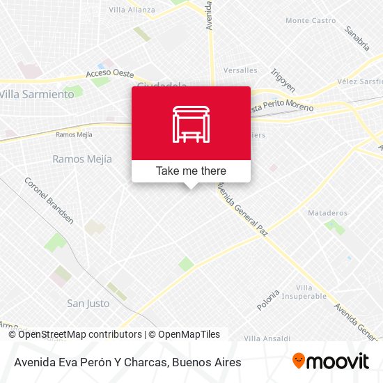 Avenida Eva Perón Y Charcas map