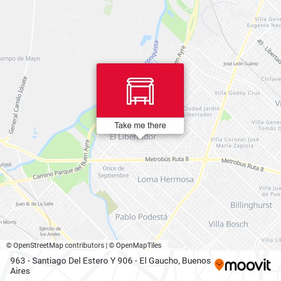963 - Santiago Del Estero Y 906 - El Gaucho map