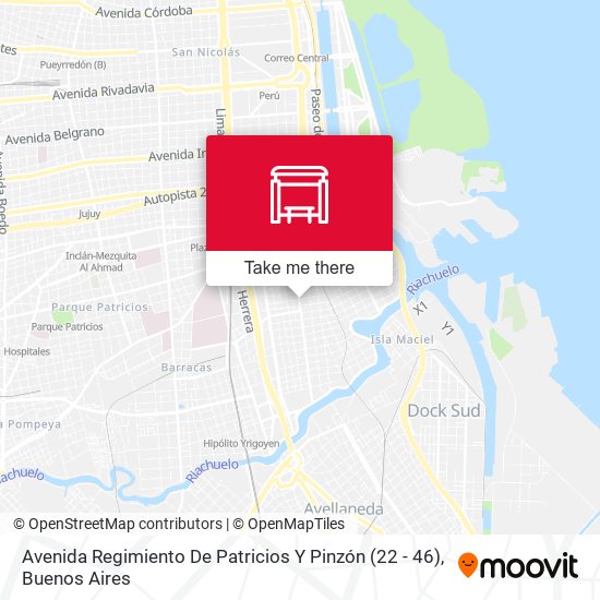 Mapa de Avenida Regimiento De Patricios Y Pinzón (22 - 46)