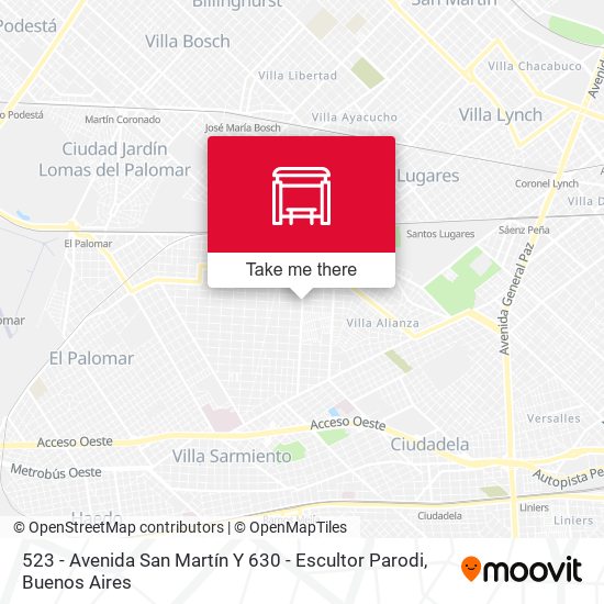 523 - Avenida San Martín Y 630 - Escultor Parodi map