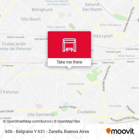 606 - Belgrano Y 631 - Zanella map