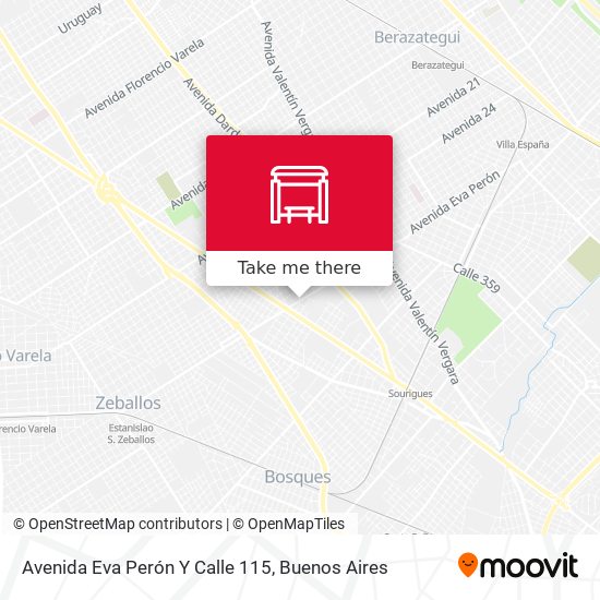 Mapa de Avenida Eva Perón Y Calle 115