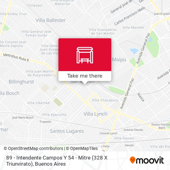 89 - Intendente Campos Y 54 - Mitre (328 X Triunvirato) map