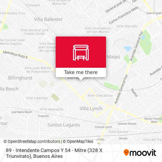 89 - Intendente Campos Y 54 - Mitre (328 X Triunvirato) map