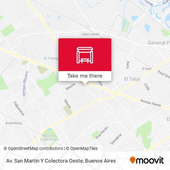 Av. San Martín Y Colectora Oeste map