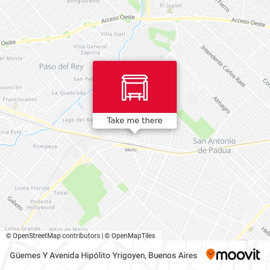 Mapa de Güemes Y Avenida Hipólito Yrigoyen