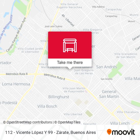 Mapa de 112 - Vicente López Y 99 - Zárate