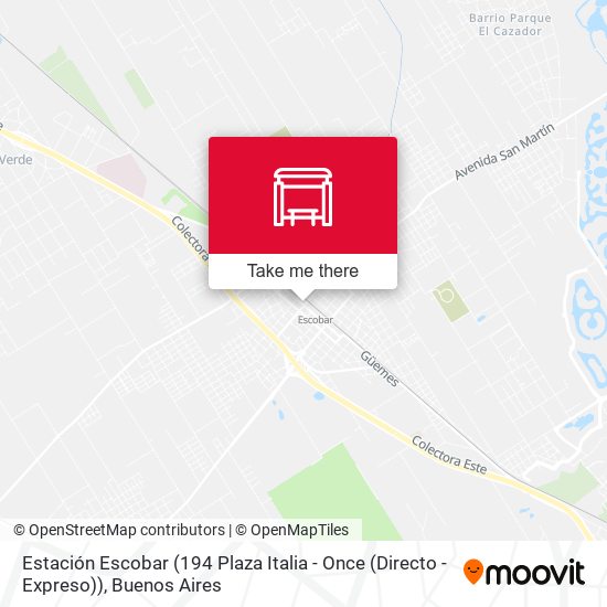 Mapa de Estación Escobar (194 Plaza Italia - Once (Directo - Expreso))