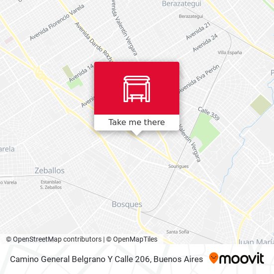 Mapa de Camino General Belgrano Y Calle 206