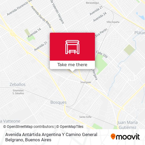 Avenida Antártida Argentina Y Camino General Belgrano map