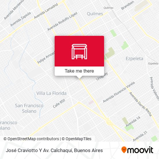 Mapa de José Craviotto Y Av. Calchaquí