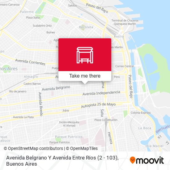 Mapa de Avenida Belgrano Y Avenida Entre Ríos (2 - 103)