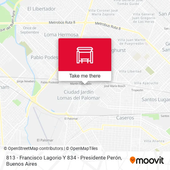 813 - Francisco Lagorio Y 834 - Presidente Perón map