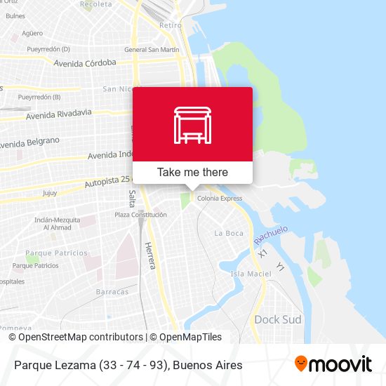 Parque Lezama (33 - 74 - 93) map