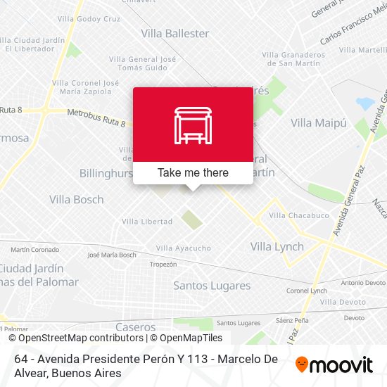 64 - Avenida Presidente Perón Y 113 - Marcelo De Alvear map
