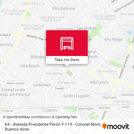 64 - Avenida Presidente Perón Y 119 - Coronel Mom map