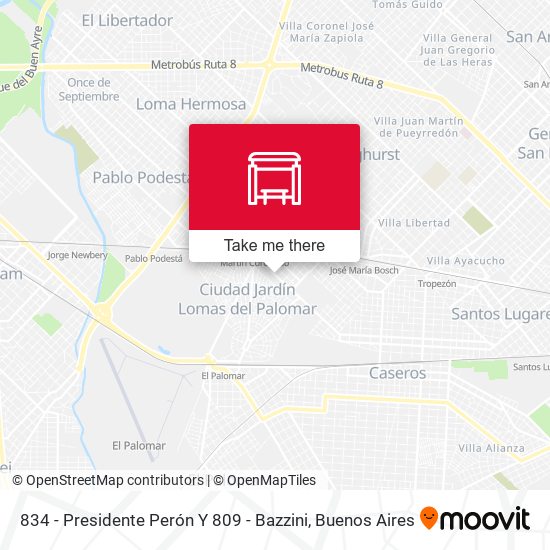 834 - Presidente Perón Y 809 - Bazzini map