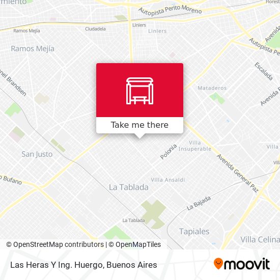 Las Heras Y Ing. Huergo map
