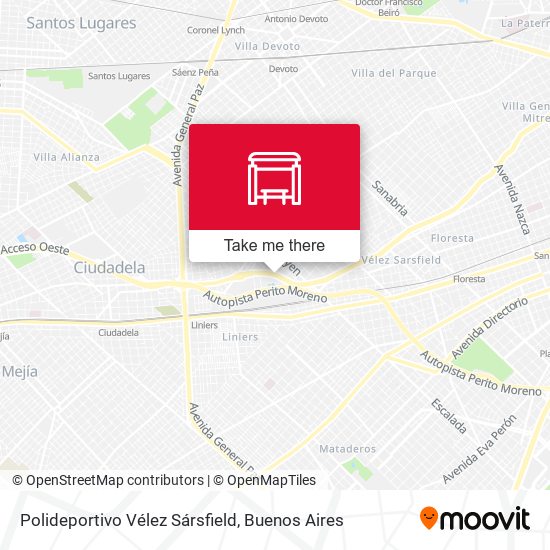 Mapa de Polideportivo Vélez Sársfield