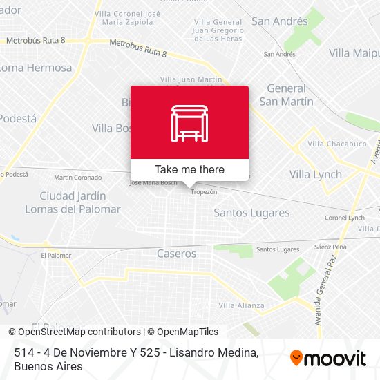 514 - 4 De Noviembre Y 525 - Lisandro Medina map