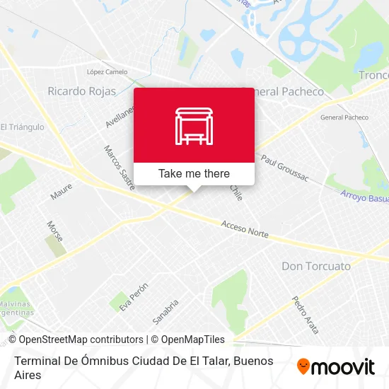Mapa de Terminal De Ómnibus Ciudad De El Talar