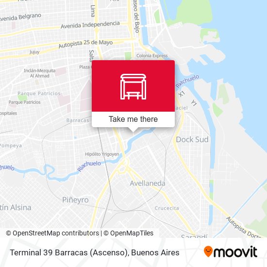 Mapa de Terminal 39 Barracas (Ascenso)
