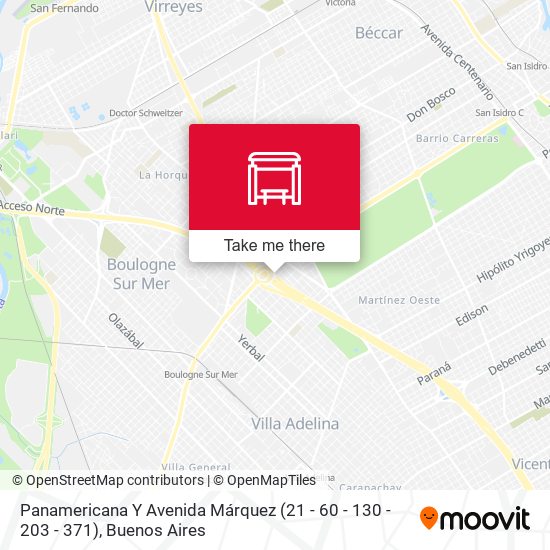 Panamericana Y Avenida Márquez (21 - 60 - 130 - 203 - 371) map