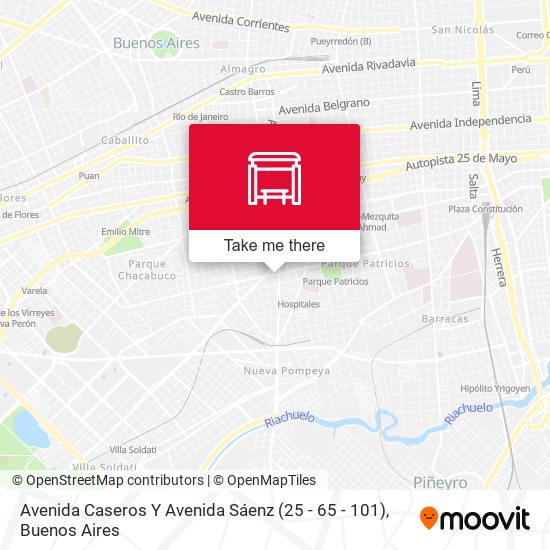 Avenida Caseros Y Avenida Sáenz (25 - 65 - 101) map